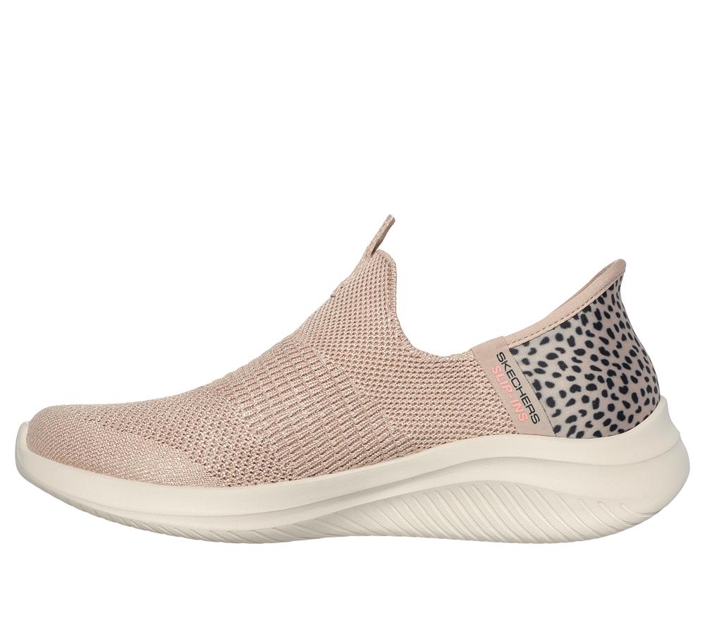 Women Skechers Slip-ins: Ultra Flex 3.0 - New Energy Hands Free Slip Ins Tan / Black  USA |  9564-BQRAL