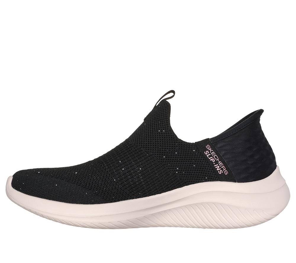Women Skechers Slip-ins: Ultra Flex 3.0 - Shiny Night Slip On Shoes Black / Rose Gold  USA |  9582-BDYAO