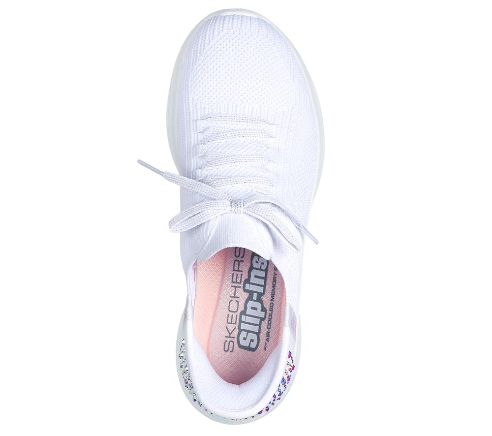 Women Skechers Slip-ins: Ultra Flex 3.0 - Shining Glitz Slip On Shoes White  USA |  9720-DMGXI