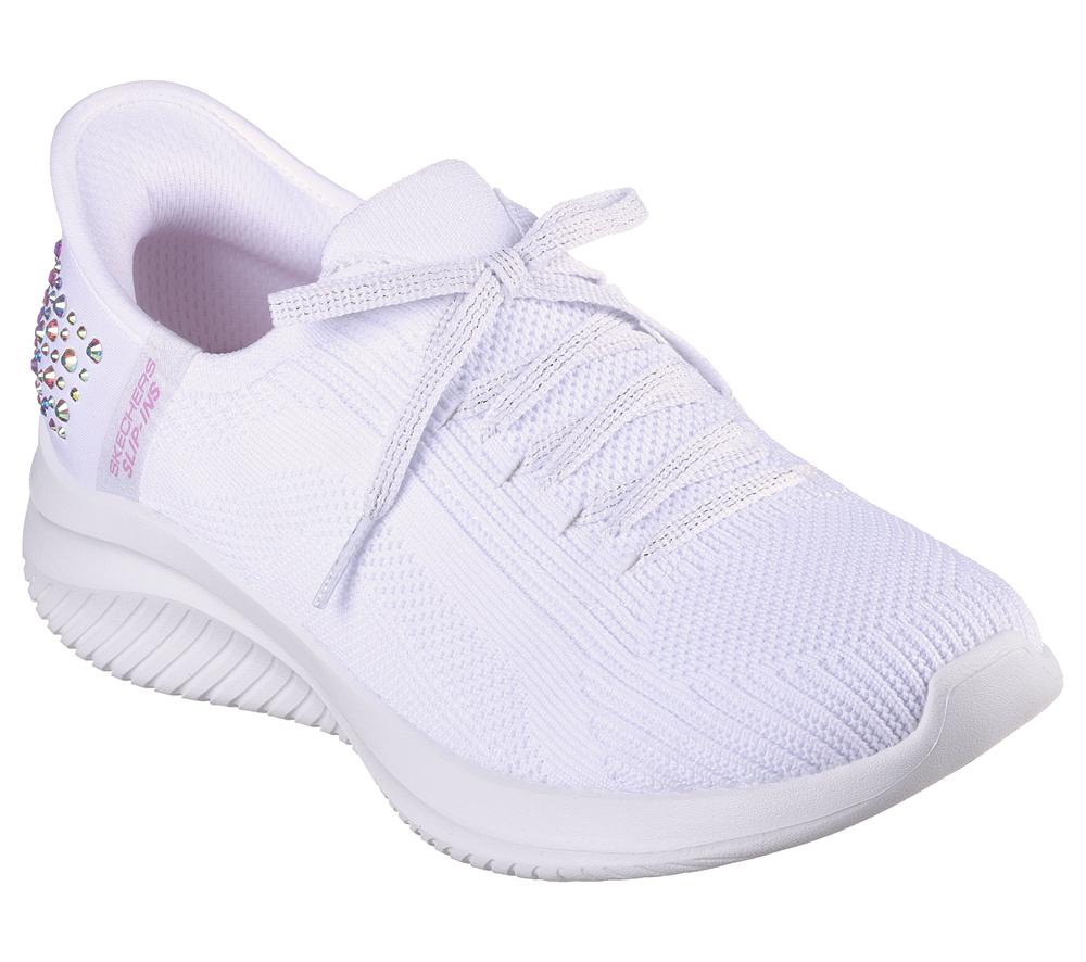 Women Skechers Slip-ins: Ultra Flex 3.0 - Shining Glitz Slip On Shoes White  USA |  9720-DMGXI