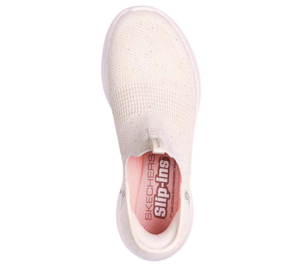 Women Skechers Slip-ins: Ultra Flex 3.0 - Shiny Night Hands Free Slip Ins Off White  USA |  0257-SVNRF