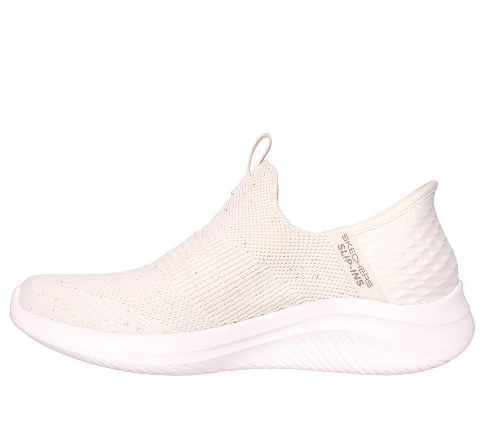 Women Skechers Slip-ins: Ultra Flex 3.0 - Shiny Night Hands Free Slip Ins Off White  USA |  0257-SVNRF