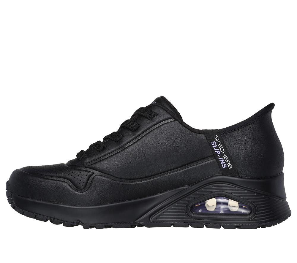Women Skechers Slip-ins: Uno - Easy Air Wedges Black  USA |  7031-HDKTW