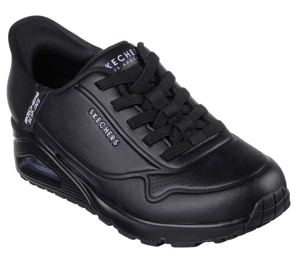 Women Skechers Slip-ins: Uno - Easy Air Wedges Black  USA |  7031-HDKTW