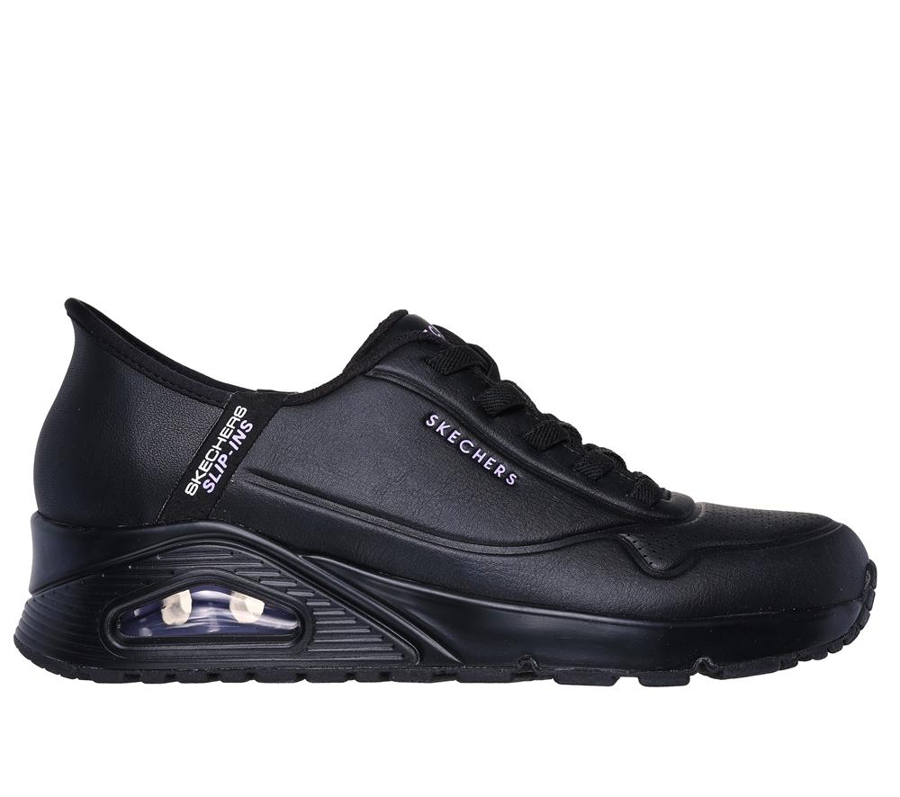 Women Skechers Slip-ins: Uno - Easy Air Wedges Black  USA |  7031-HDKTW