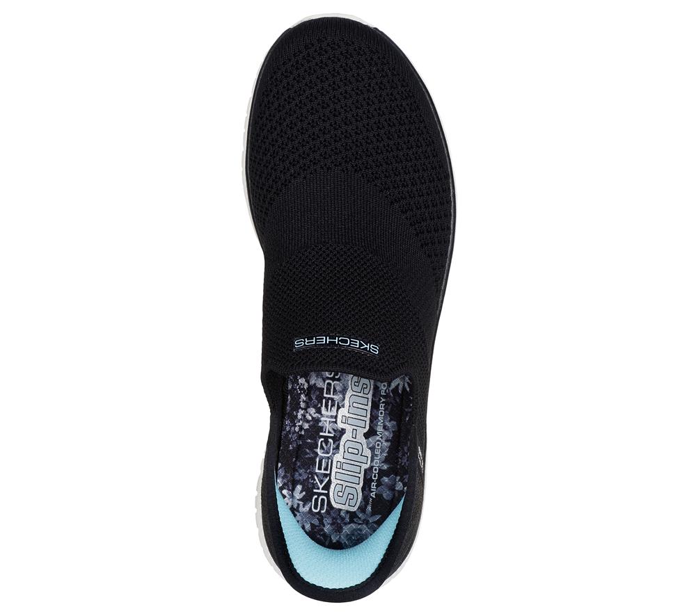 Women Skechers Slip-ins: Virtue - Sleek Hands Free Slip Ins Black / White  USA |  0497-IBTVL