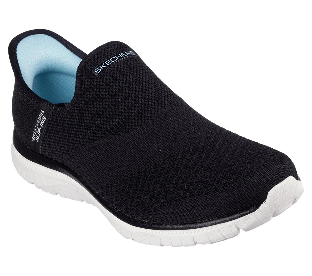 Women Skechers Slip-ins: Virtue - Sleek Hands Free Slip Ins Black / White  USA |  0497-IBTVL