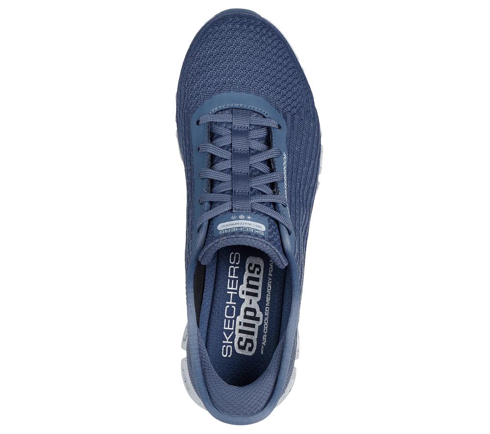 Women Skechers Slip-ins Waterproof: Glide-Step Hands Free Slip Ins Slate Light Navy Blue  USA |  5463-CDLAZ