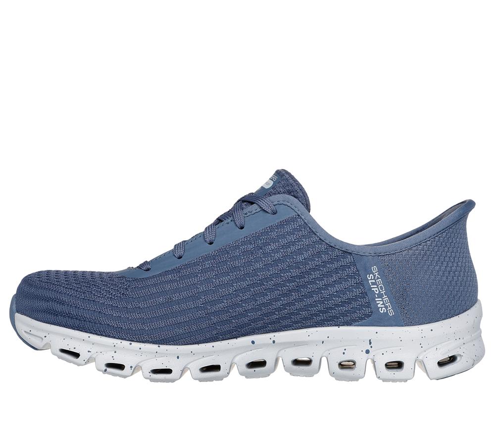 Women Skechers Slip-ins Waterproof: Glide-Step Hands Free Slip Ins Slate Light Navy Blue  USA |  5463-CDLAZ