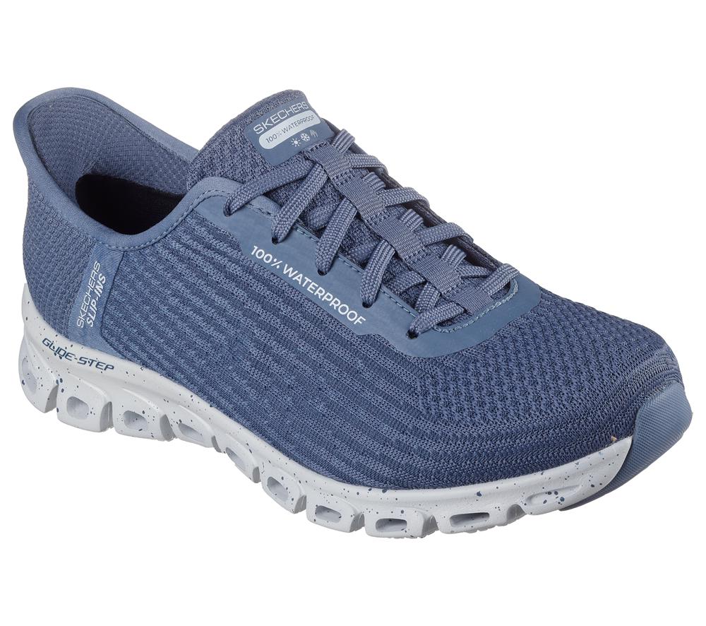 Women Skechers Slip-ins Waterproof: Glide-Step Hands Free Slip Ins Slate Light Navy Blue  USA |  5463-CDLAZ