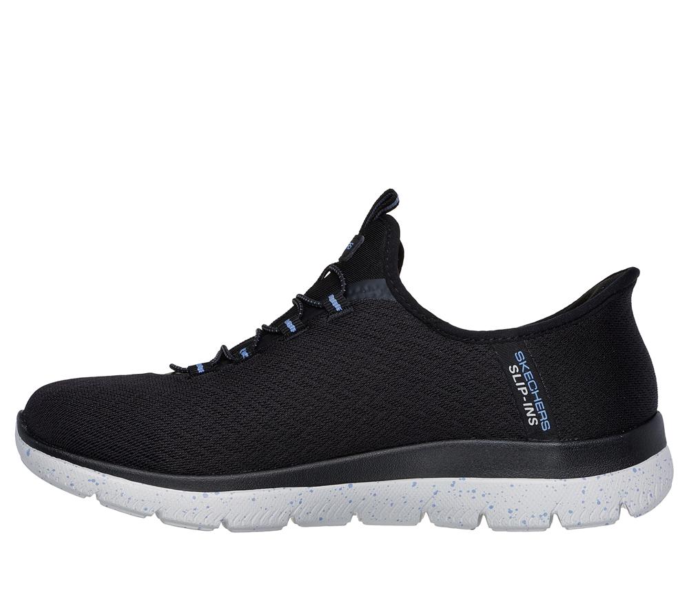 Women Skechers Slip-ins Waterproof: Summits - Best Choice Slip On Shoes Black / Light Blue  USA |  1693-PADMW