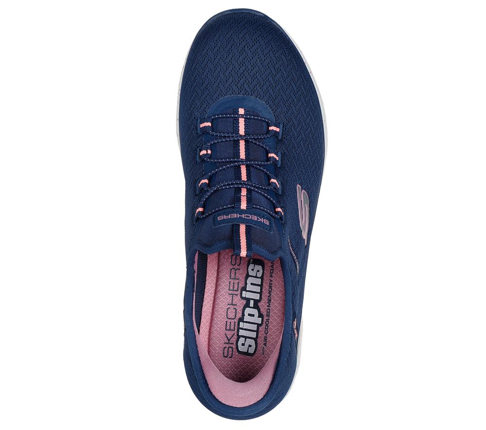 Women Skechers Slip-ins Waterproof: Summits - Best Choice Hands Free Slip Ins Navy / Coral  USA |  9042-IYQGM