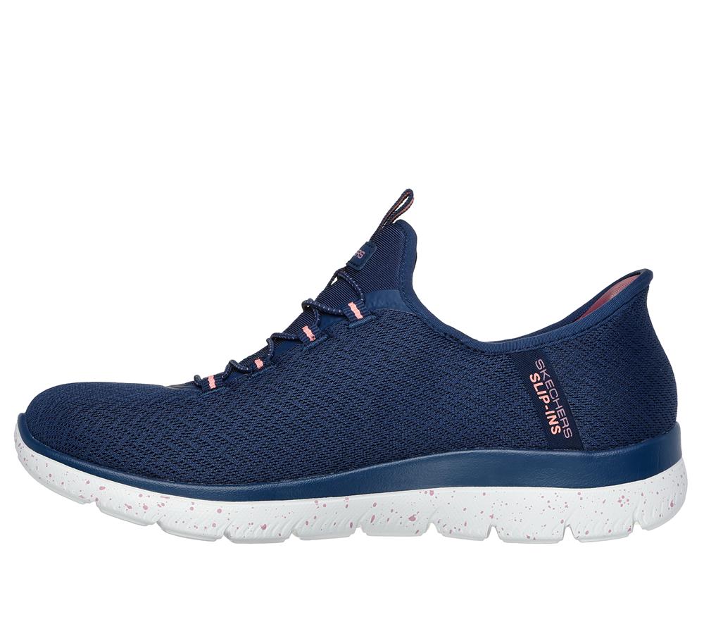 Women Skechers Slip-ins Waterproof: Summits - Best Choice Hands Free Slip Ins Navy / Coral  USA |  9042-IYQGM