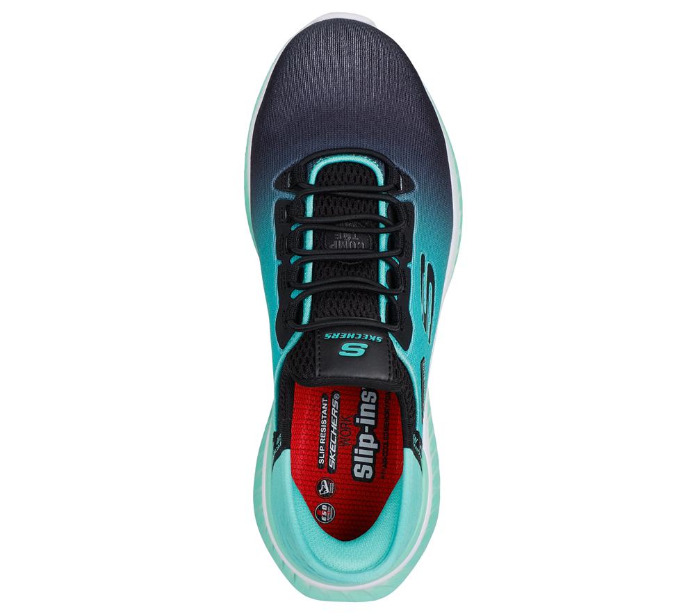 Women Skechers Slip-ins Work: Tilido - Ombray Hands Free Slip Ins Black / Teal  USA |  2495-XWBCV