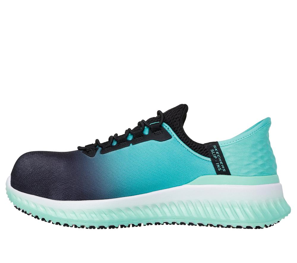 Women Skechers Slip-ins Work: Tilido - Ombray Hands Free Slip Ins Black / Teal  USA |  2495-XWBCV