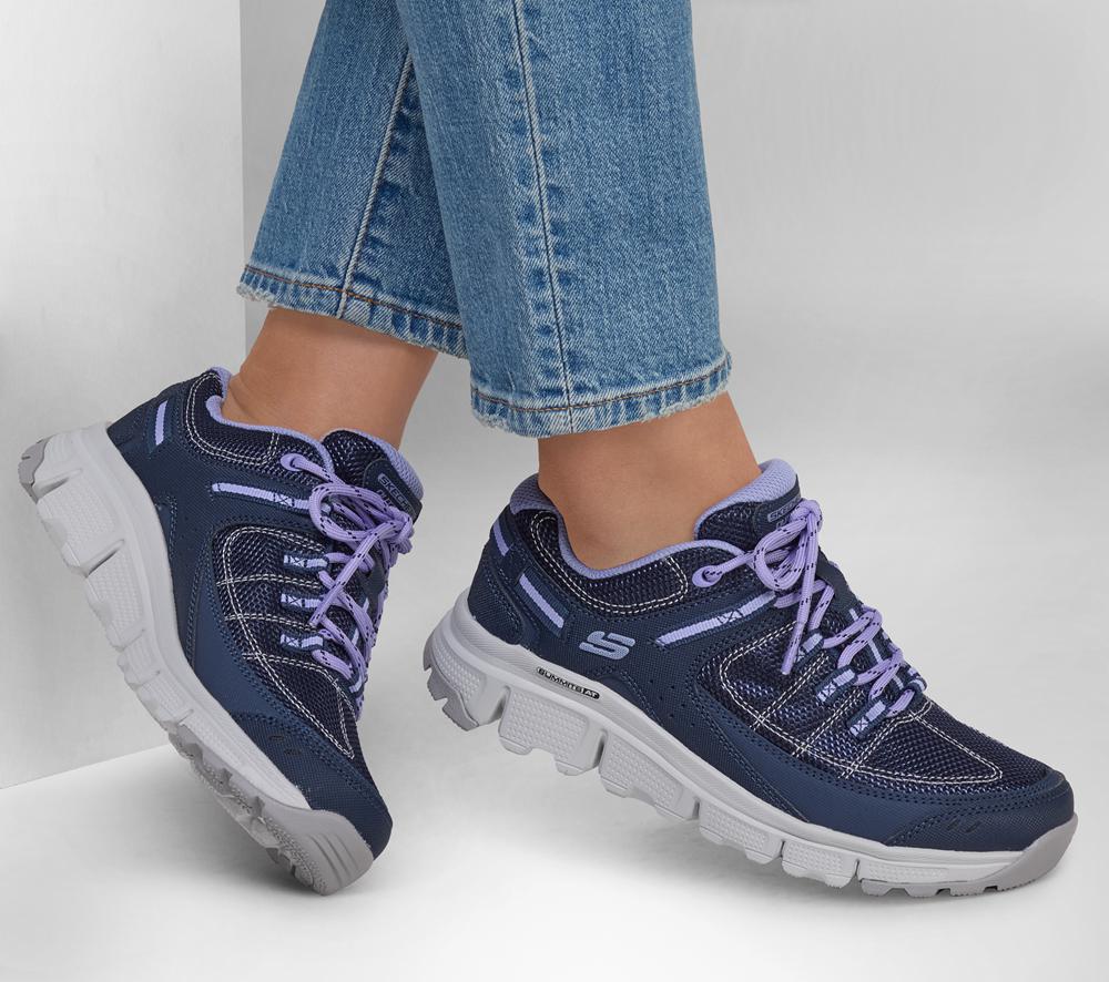Women Skechers Summits AT - Artists Bluff Lace Up Shoes Navy / Purple  USA |  3071-GFPED