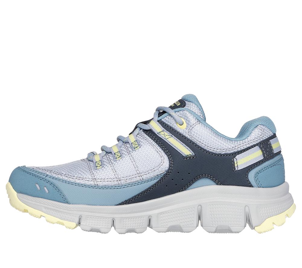 Women Skechers Summits AT - Artists Bluff Sneakers Blue / Yellow  USA |  8371-TXHGA