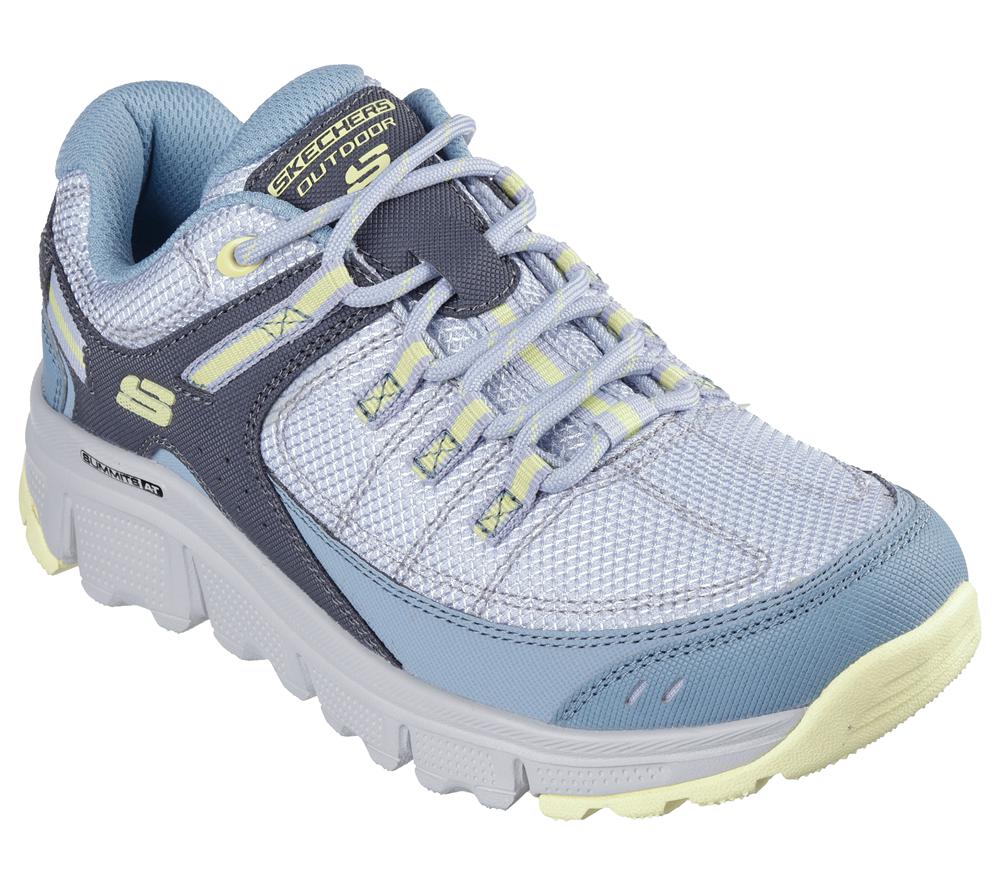 Women Skechers Summits AT - Artists Bluff Sneakers Blue / Yellow  USA |  8371-TXHGA