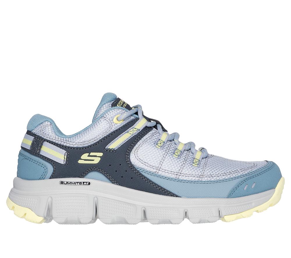 Women Skechers Summits AT - Artists Bluff Sneakers Blue / Yellow  USA |  8371-TXHGA