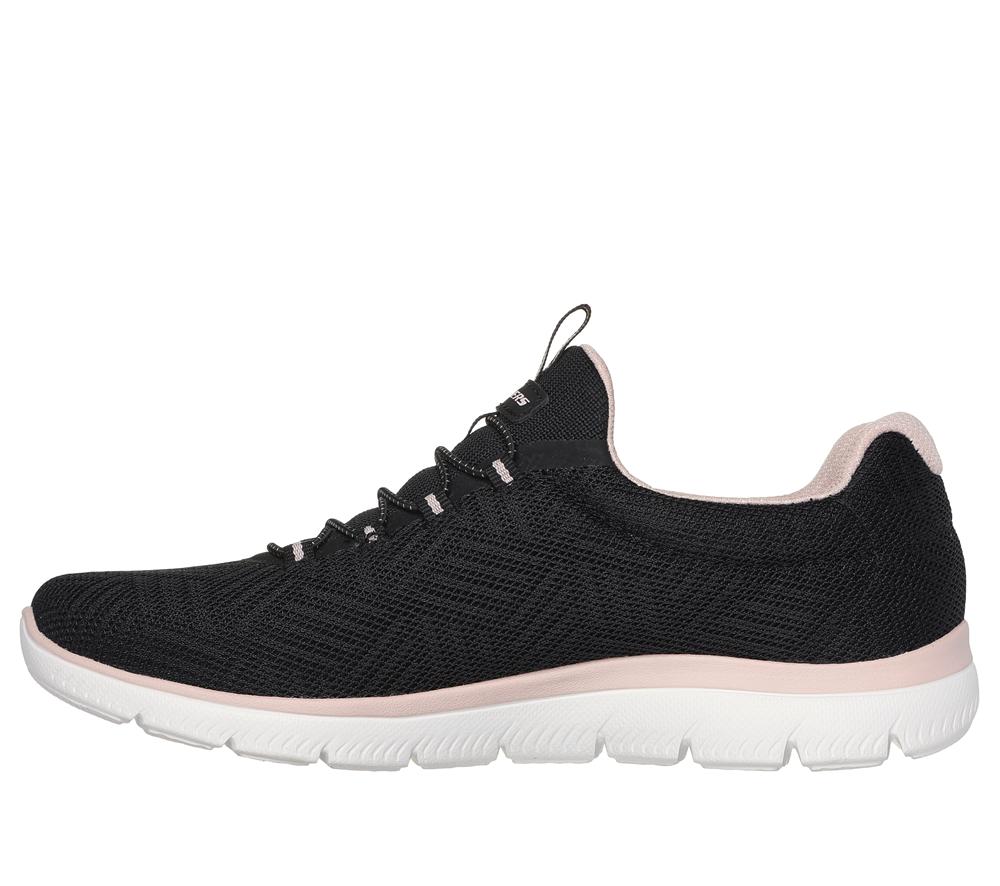 Women Skechers Summits - Artistry Chic Slip On Shoes Black / Pink  USA |  2058-OPZBY