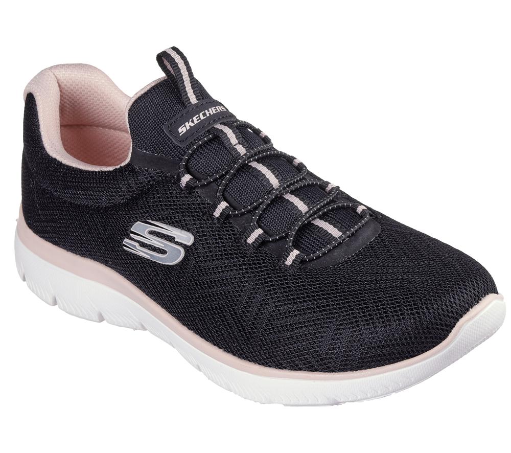Women Skechers Summits - Artistry Chic Slip On Shoes Black / Pink  USA |  2058-OPZBY