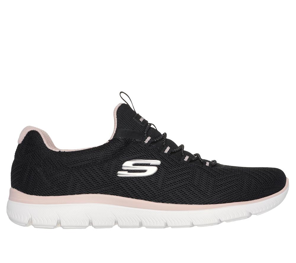 Women Skechers Summits - Artistry Chic Slip On Shoes Black / Pink  USA |  2058-OPZBY