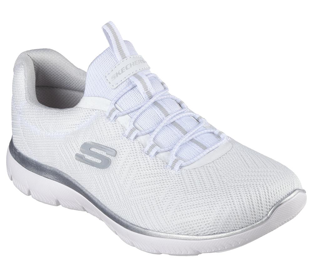 Women Skechers Summits - Artistry Chic Sneakers White / Silver  USA |  2136-VOFYB