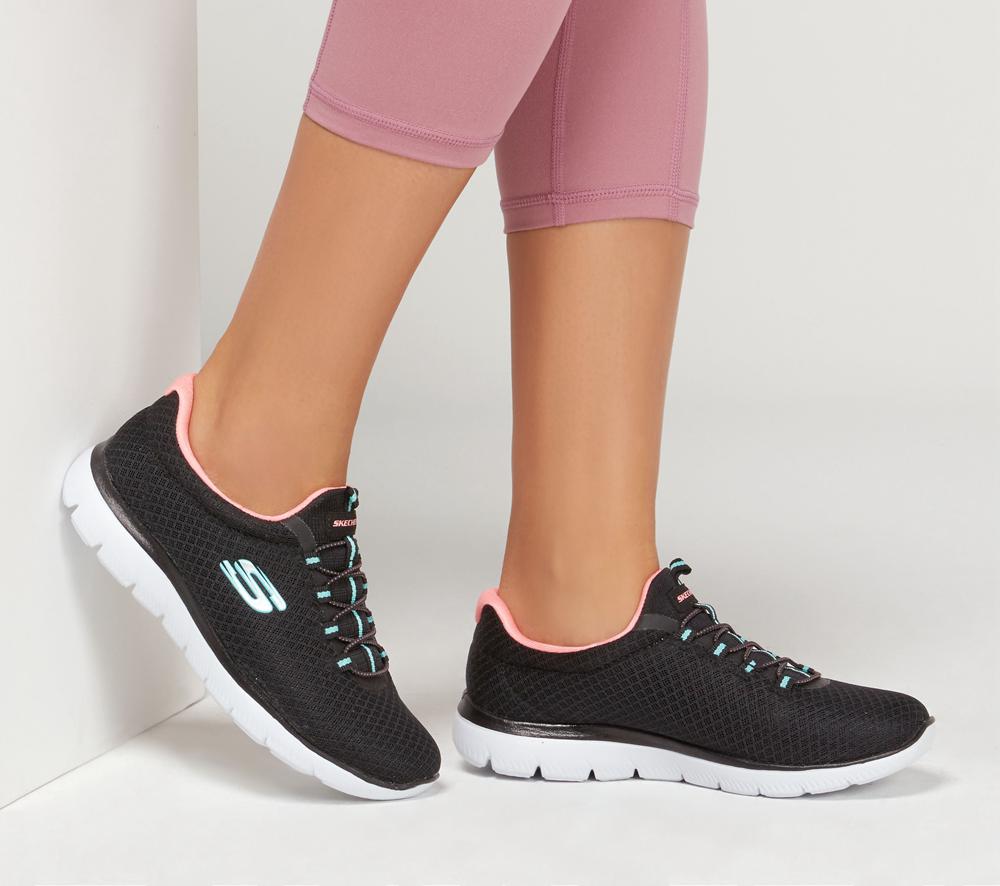 Women Skechers Summits Sneakers Black / Pink  USA |  9508-WVAOY