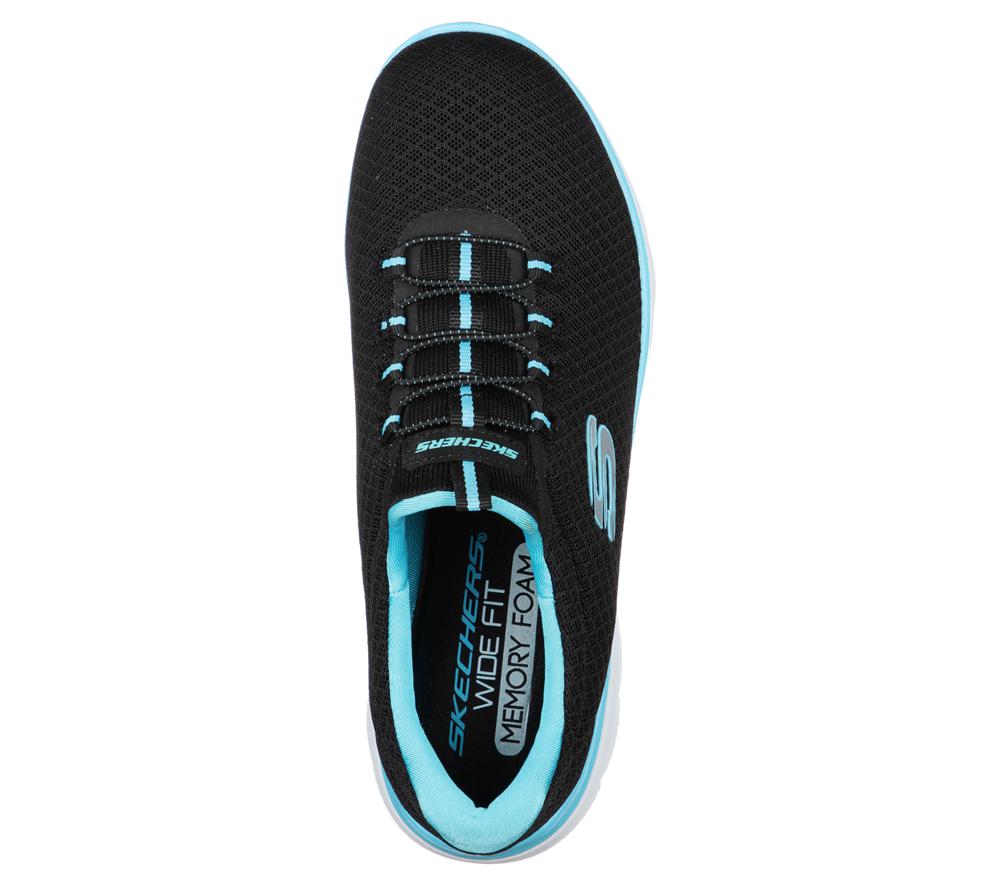 Women Skechers Summits Sneakers Black / Turquoise  USA |  3618-JUHKM