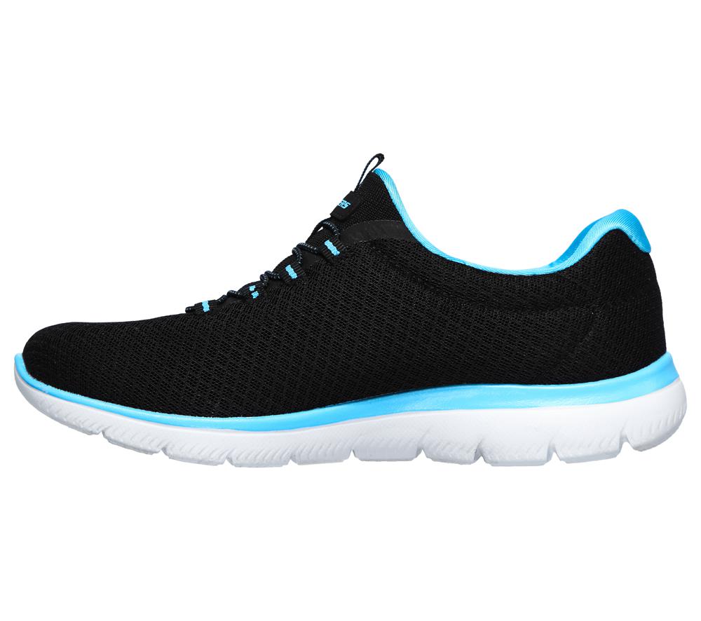 Women Skechers Summits Sneakers Black / Turquoise  USA |  3618-JUHKM