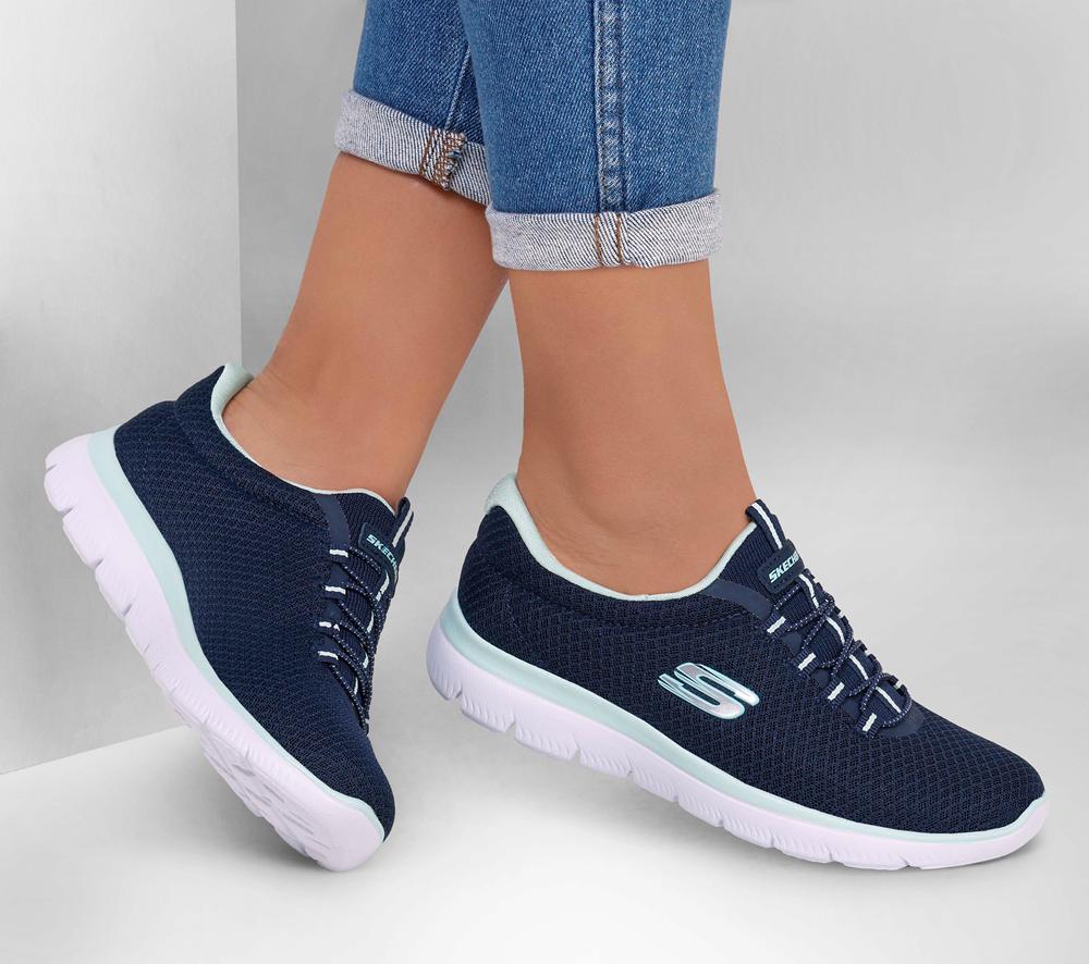 Women Skechers Summits Sneakers Navy / Aqua  USA |  3470-HJKPG