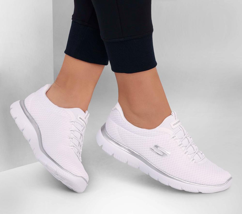 Women Skechers Summits Sneakers White / Silver  USA |  8745-KEONH