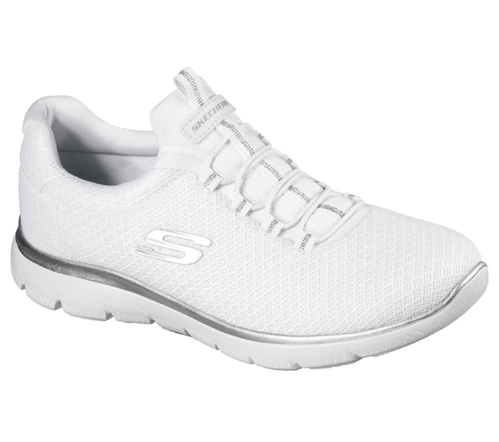Women Skechers Summits Sneakers White / Silver  USA |  8745-KEONH