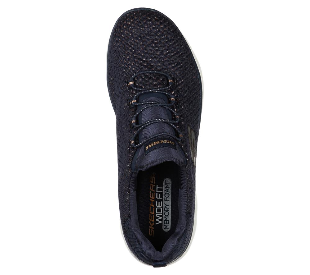 Women Skechers Summits - Bright Bezel Sneakers Navy / Gold  USA |  4510-TYPLN