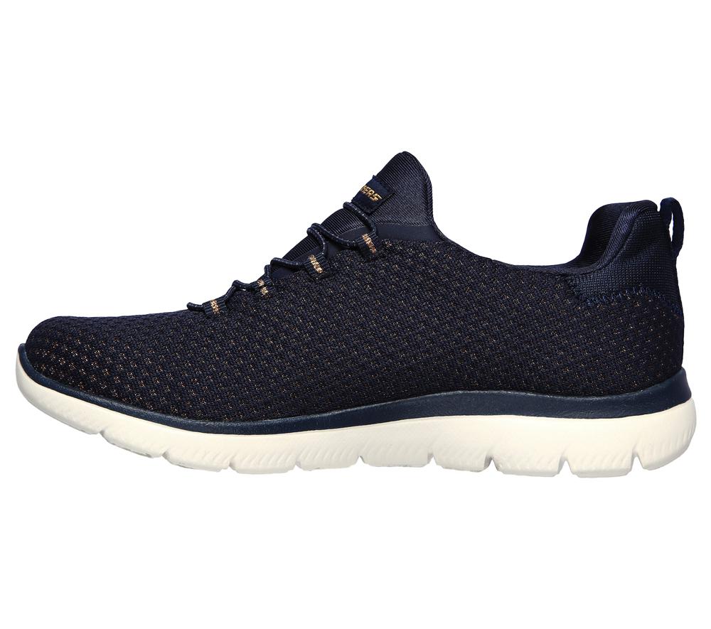 Women Skechers Summits - Bright Bezel Sneakers Navy / Gold  USA |  4510-TYPLN