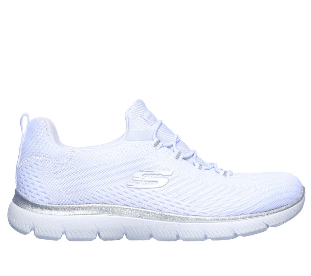 Women Skechers Summits - Fast Attraction Slip On Shoes White / Silver  USA |  2809-XRCNW