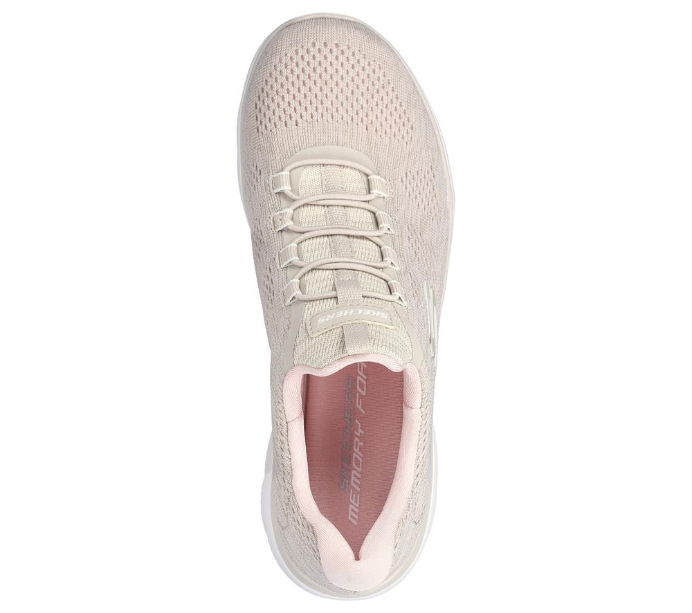 Women Skechers Summits - Fun Flair Slip On Shoes Taupe / Pink  USA |  5734-TADIY
