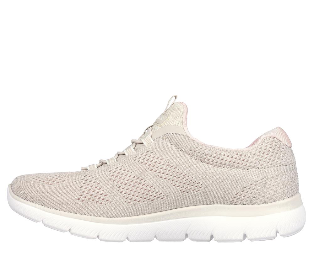 Women Skechers Summits - Fun Flair Slip On Shoes Taupe / Pink  USA |  5734-TADIY