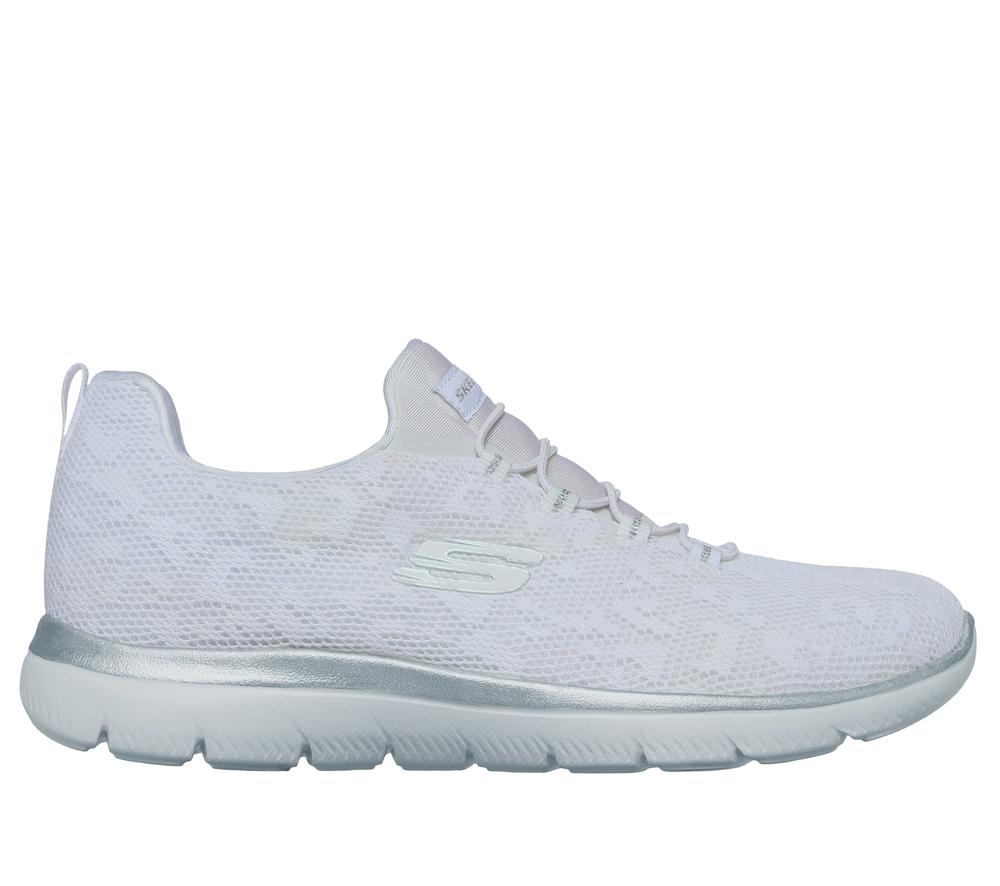 Women Skechers Summits - Leopard Spot Sneakers White / Silver  USA |  0981-SWDAC