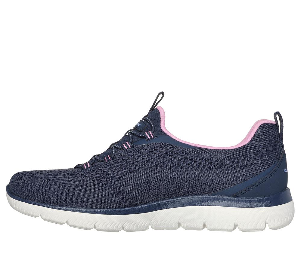 Women Skechers Summits - New Nature Slip On Shoes Navy / Pink  USA |  8143-JCRPN
