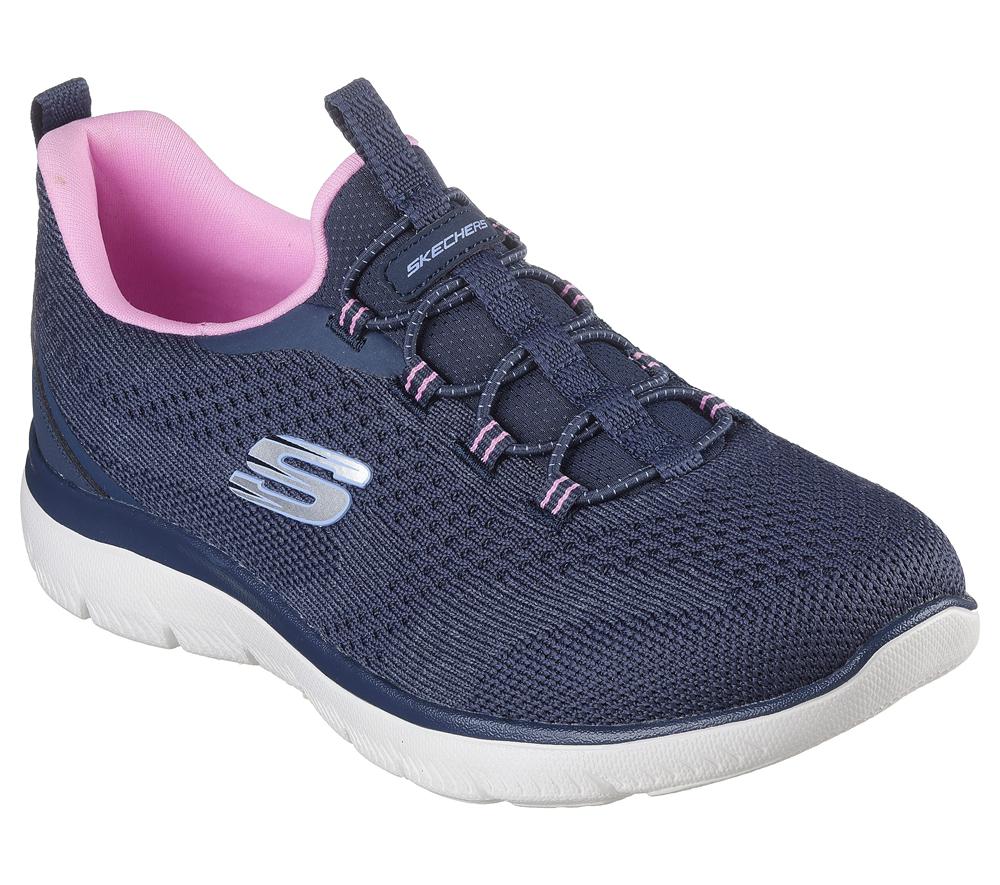Women Skechers Summits - New Nature Slip On Shoes Navy / Pink  USA |  8143-JCRPN