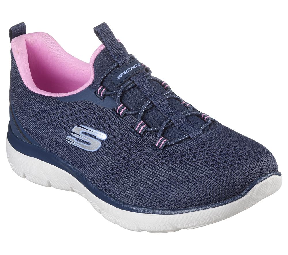 Women Skechers Summits - New Nature Slip On Shoes Navy / Pink  USA |  8143-JCRPN