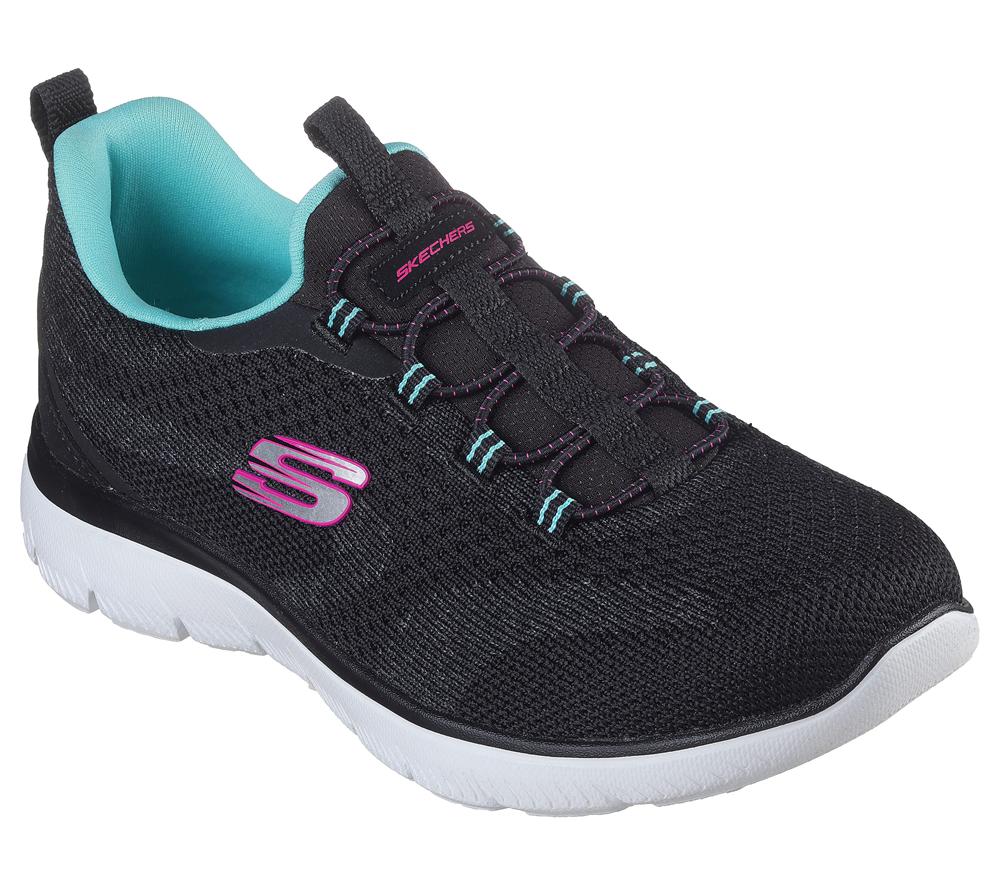 Women Skechers Summits - New Nature Slip On Shoes Black / Multicolor  USA |  9721-PUDJN
