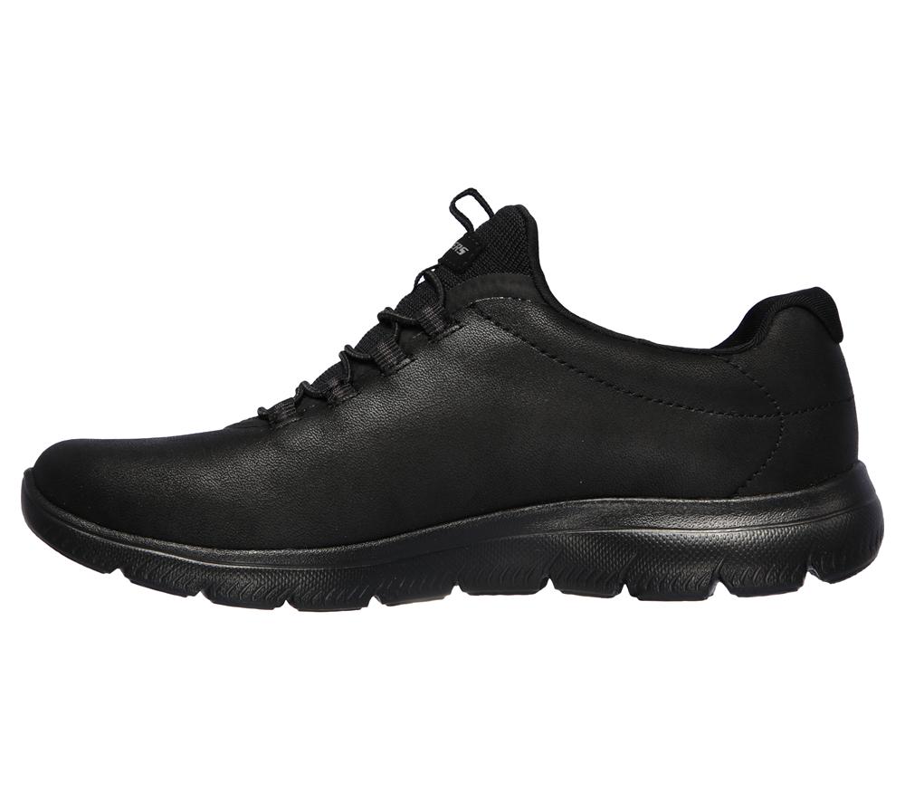 Women Skechers Summits - Oh So Smooth Sneakers Black  USA |  8451-FMGVA