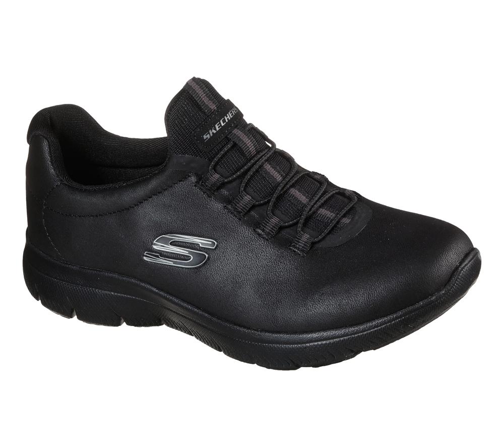 Women Skechers Summits - Oh So Smooth Sneakers Black  USA |  8451-FMGVA