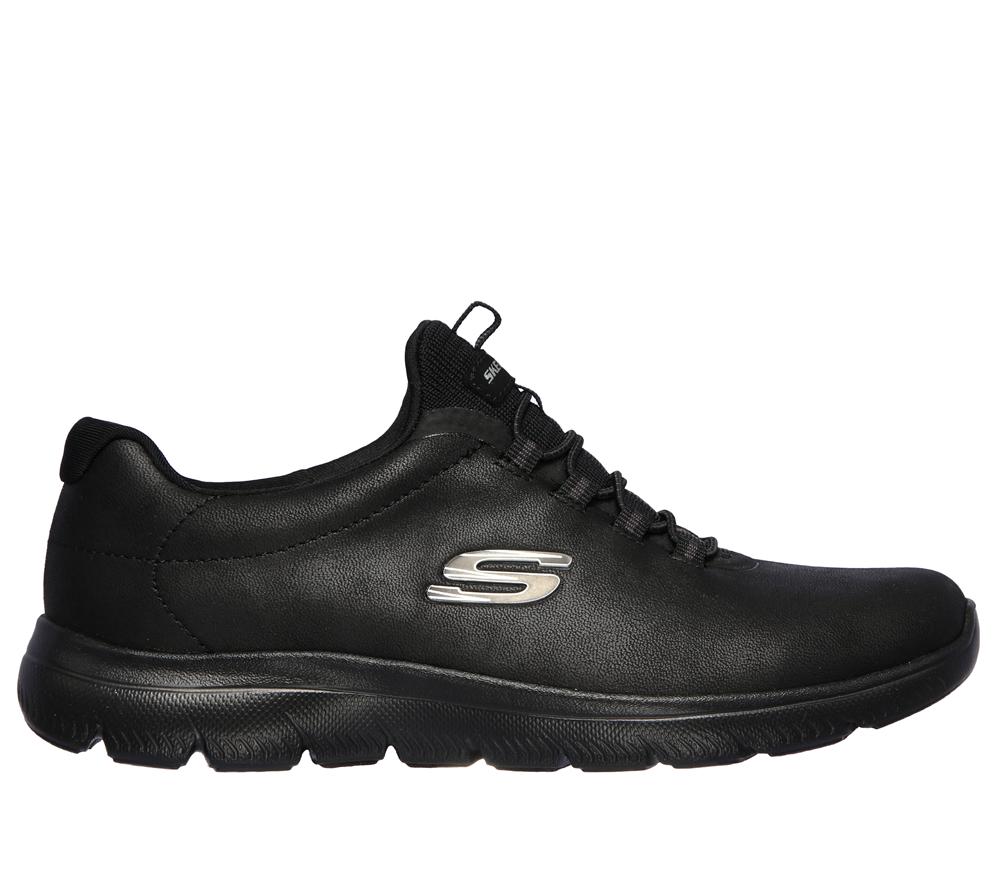 Women Skechers Summits - Oh So Smooth Sneakers Black  USA |  8451-FMGVA