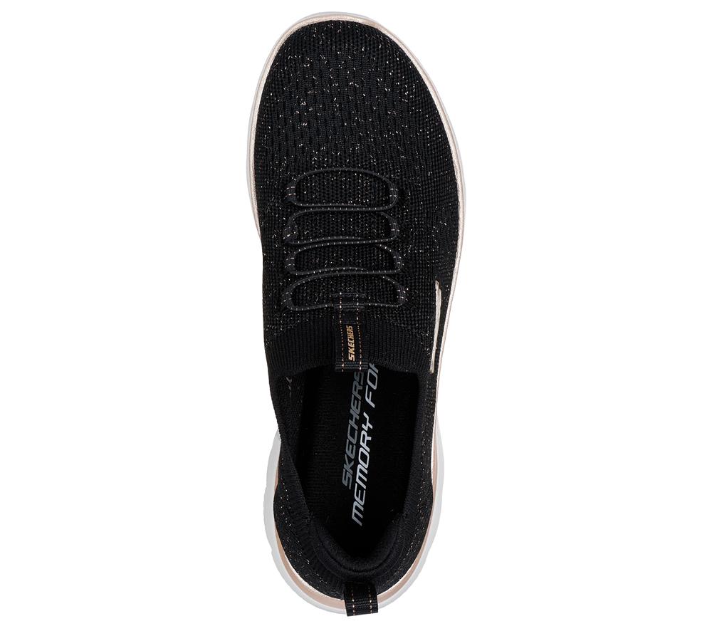 Women Skechers Summits - Pixi Sneakers Black / Rose Gold  USA |  5396-VRSBE
