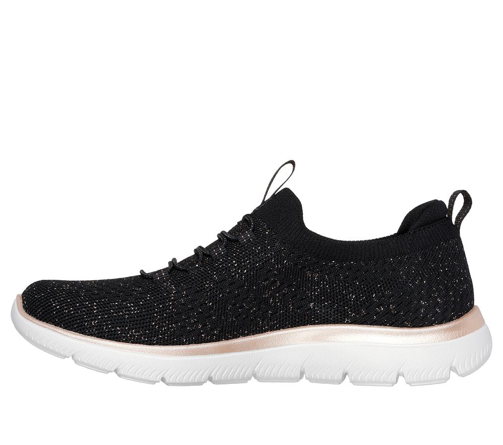 Women Skechers Summits - Pixi Sneakers Black / Rose Gold  USA |  5396-VRSBE