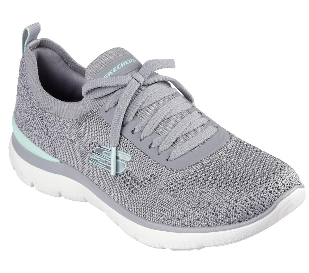 Women Skechers Summits - Sneak Peek Slip On Shoes Grey / Multicolor  USA |  2769-SWDKG