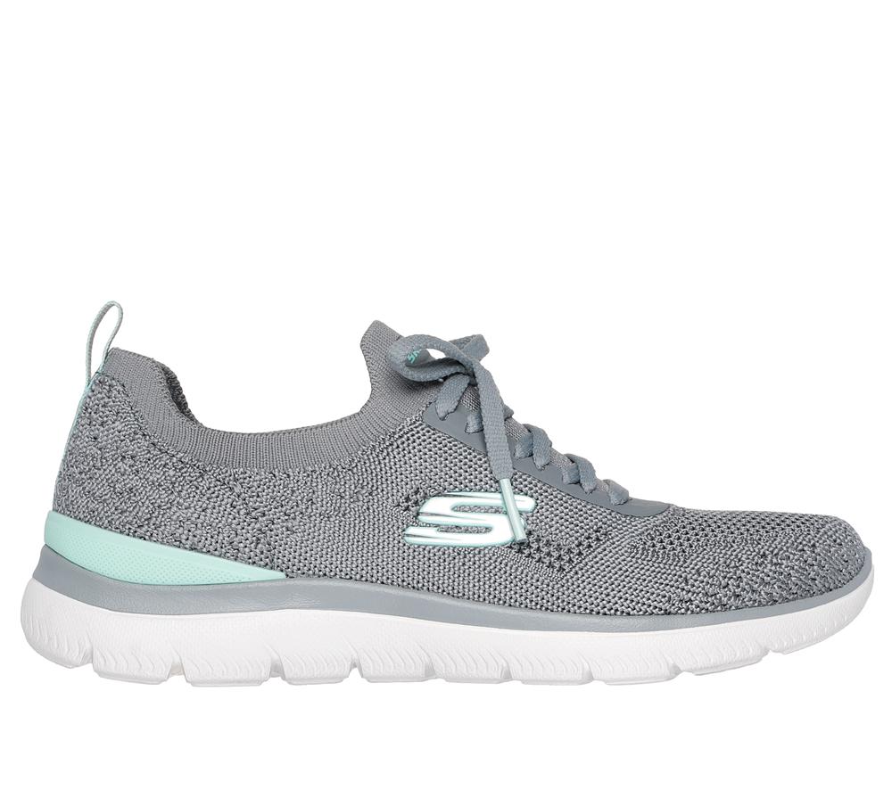 Women Skechers Summits - Sneak Peek Slip On Shoes Grey / Multicolor  USA |  2769-SWDKG